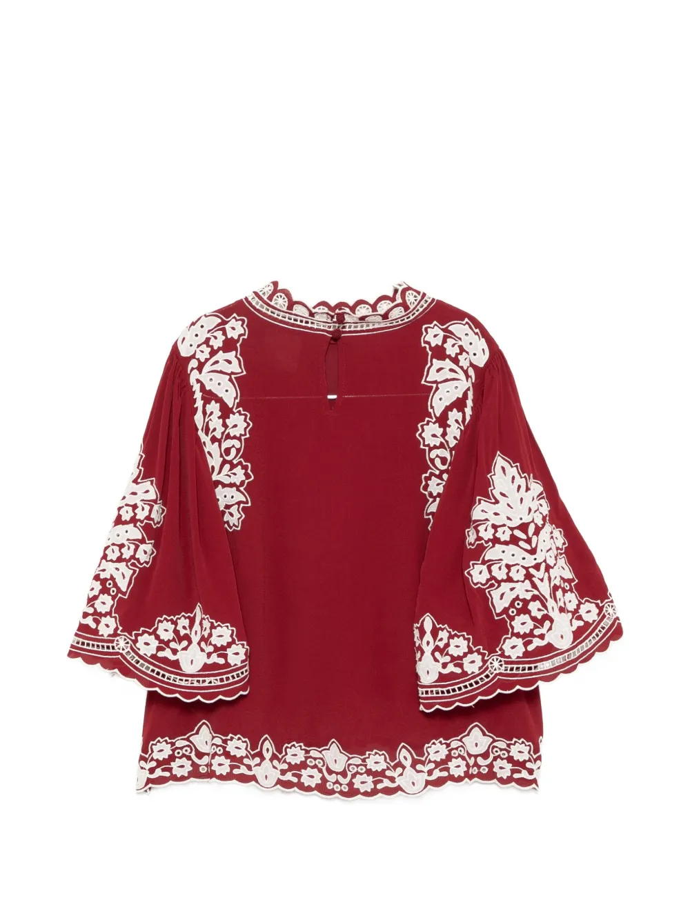 FARM Rio floral-embroidered blouse - Rosso