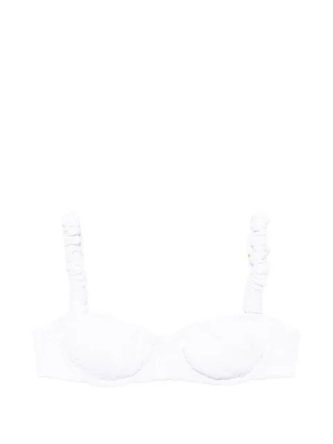 FARM Rio floral-embroidered bikini top