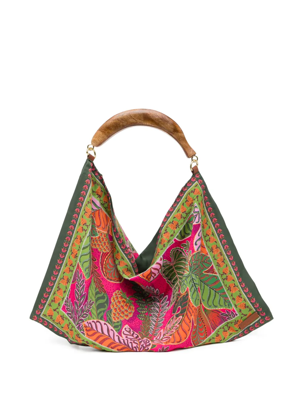 FARM Rio wooden handle print tote bag - Verde