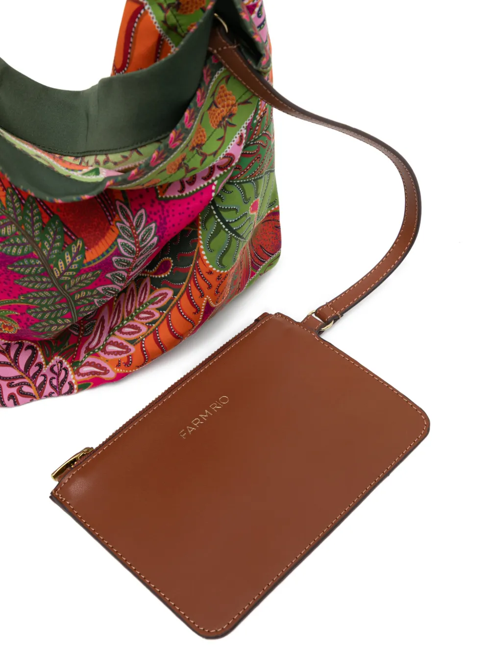  Farm Rio Wooden Handle Print Tote Bag - Green 
