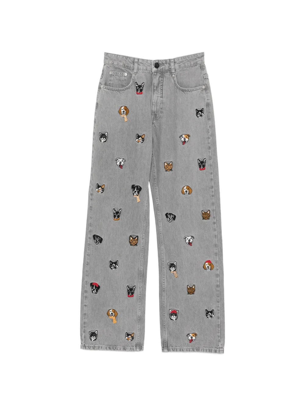FARM Rio animal-embroidered jeans - Grigio