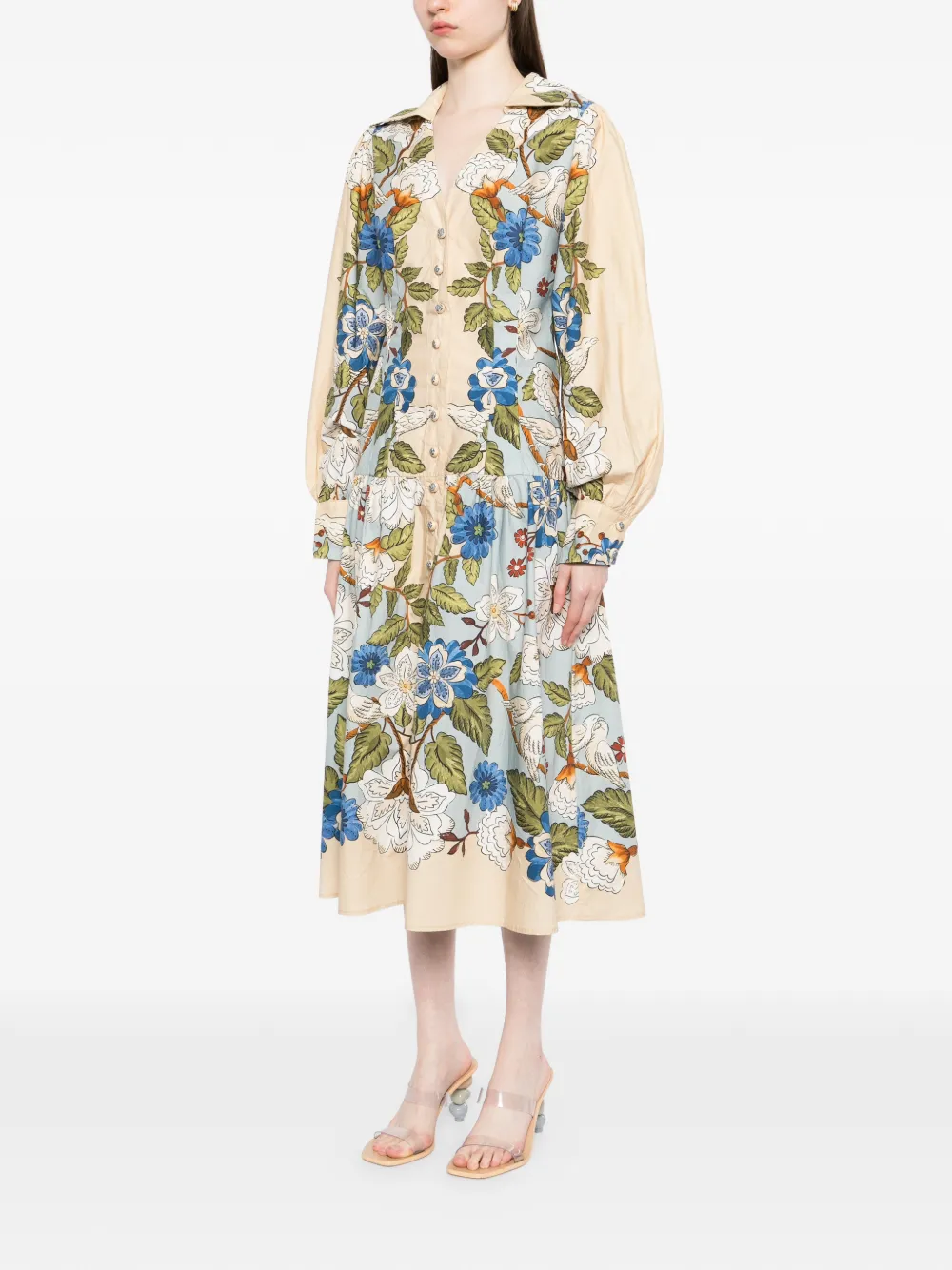 FARM Rio Sand Garden midi-jurk Beige
