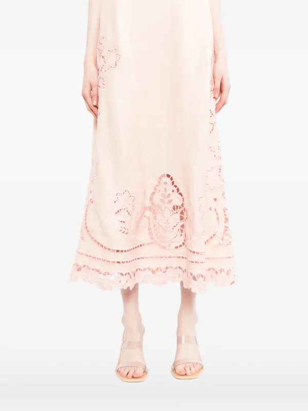 FARM Rio Richelieu Midi Dress | Pink | FARFETCH MY