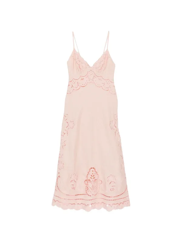 FARM Rio Richelieu Midi Dress | Pink | FARFETCH MY