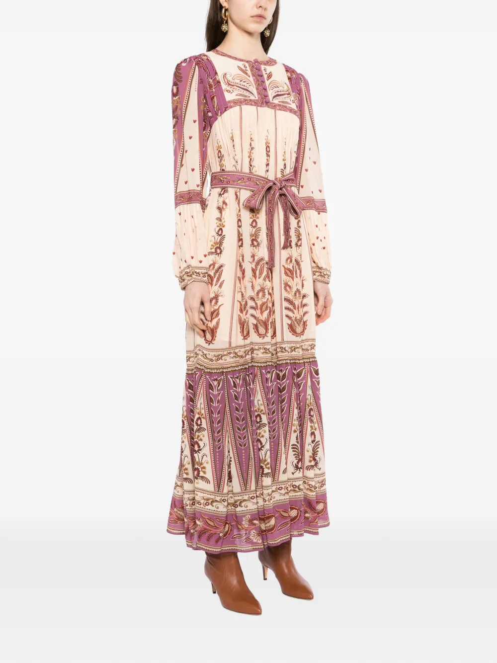 FARM Rio Maxi-jurk met bloemenprint Beige