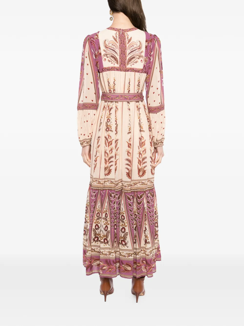 FARM Rio Maxi-jurk met bloemenprint Beige
