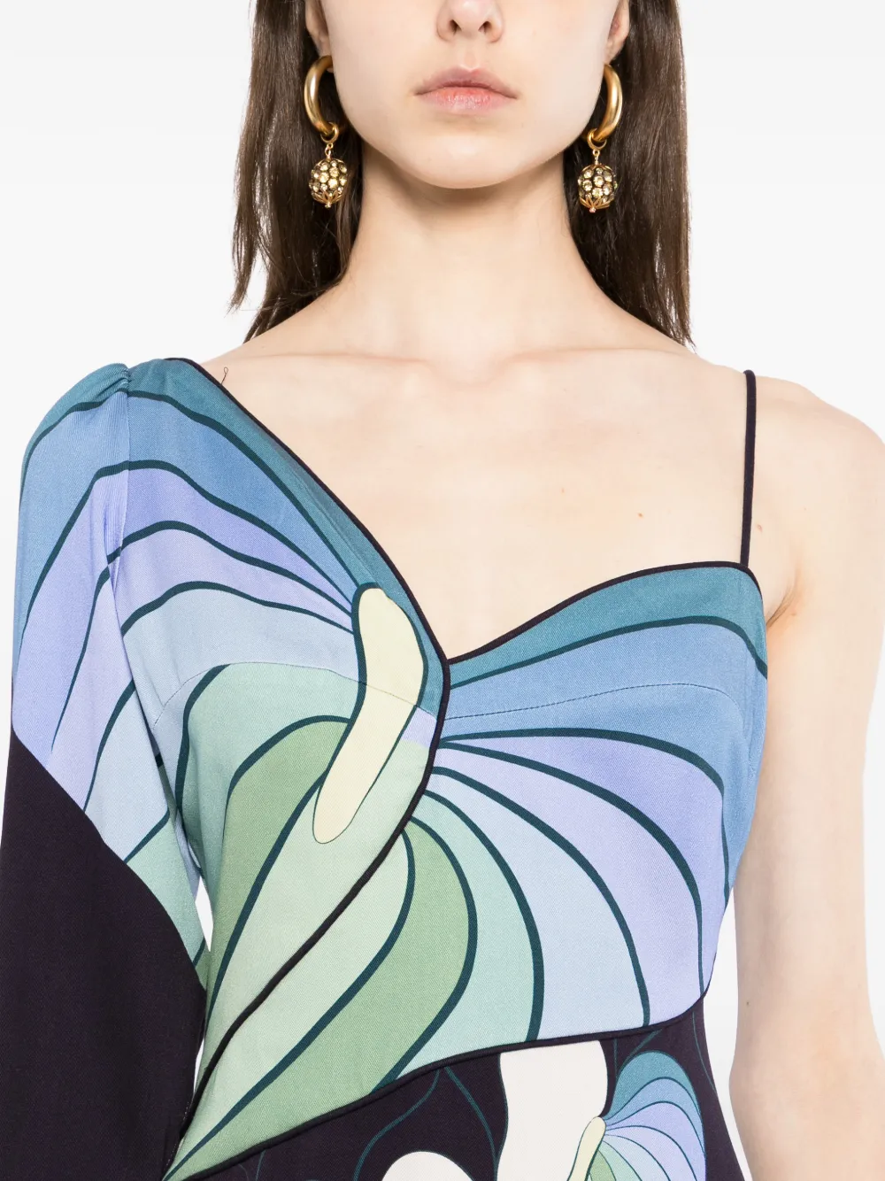 FARM Rio Midi-jurk met grafische print Zwart
