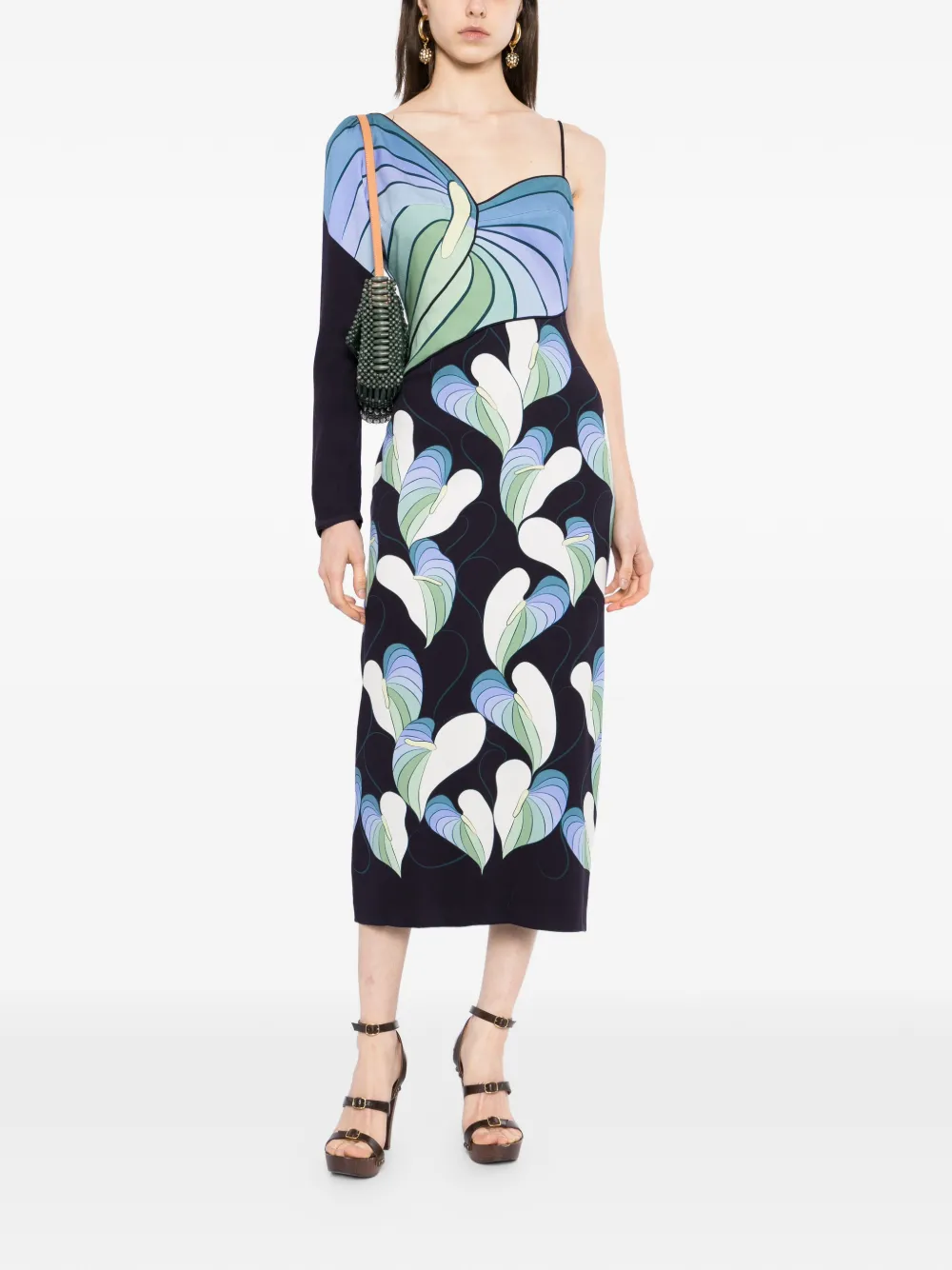 FARM Rio Midi-jurk met grafische print Zwart