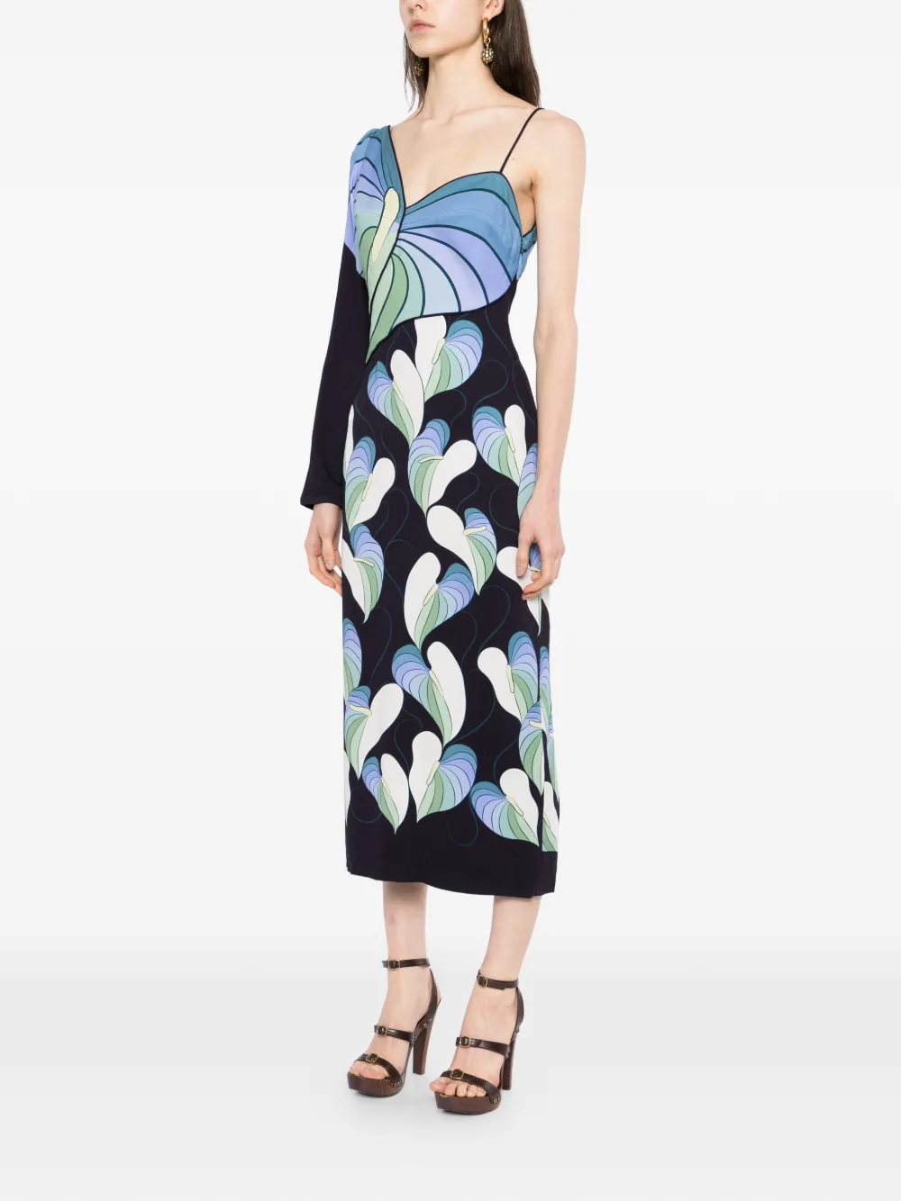FARM Rio Midi-jurk met grafische print Zwart