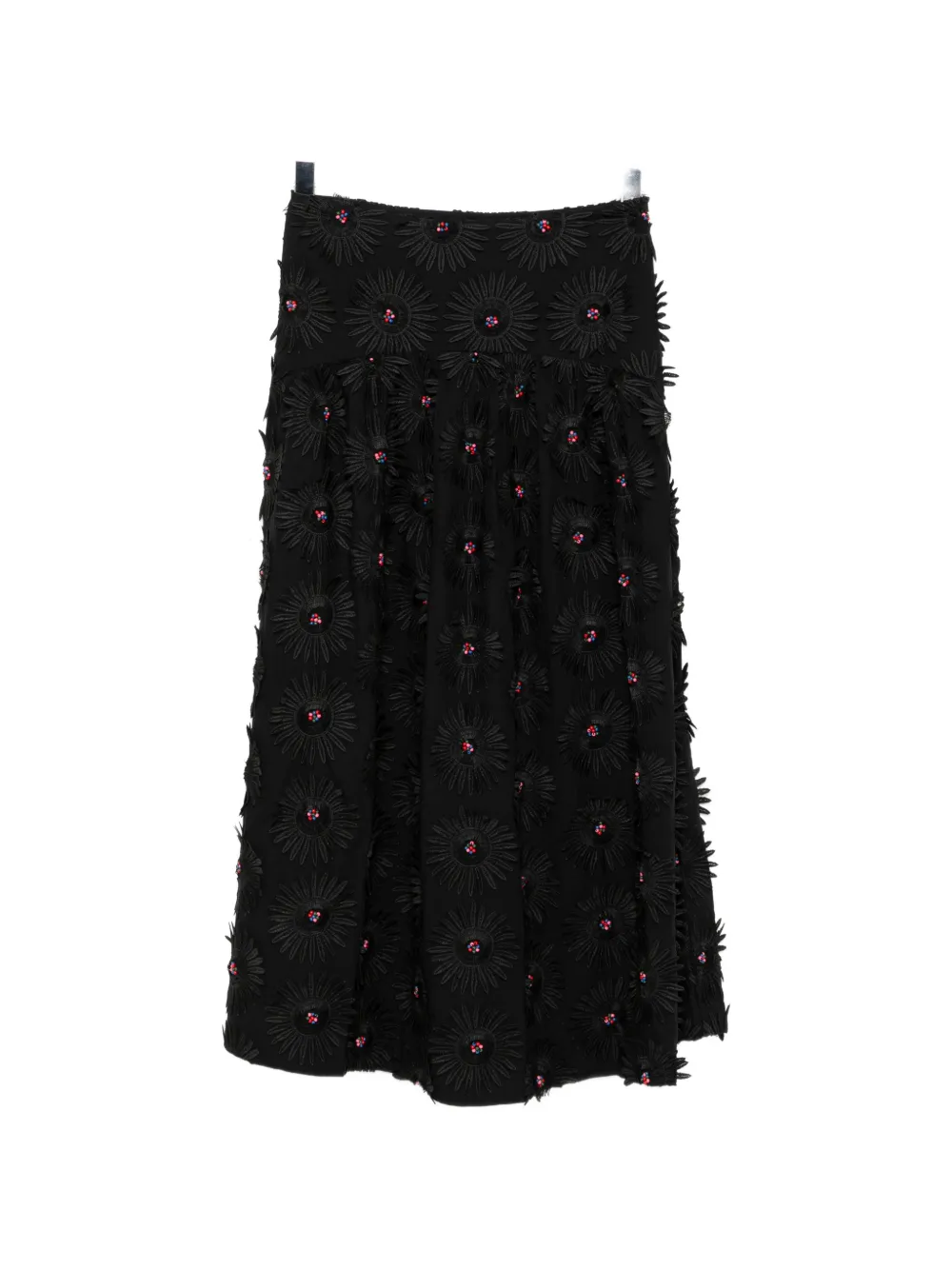 FARM Rio floral-appliqué midi skirt - Nero