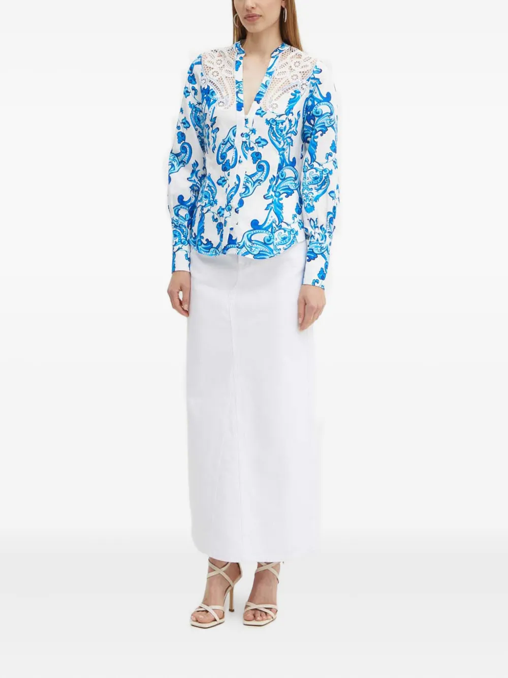 Marciano lace printed blouse - Wit
