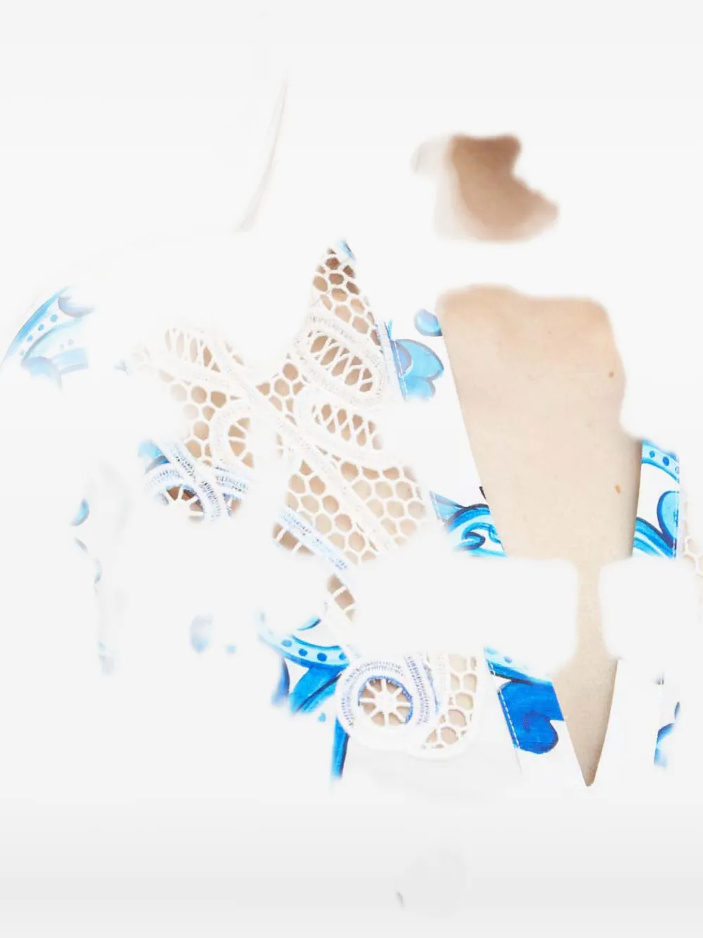 Marciano Lace Printed Blouse In Blue