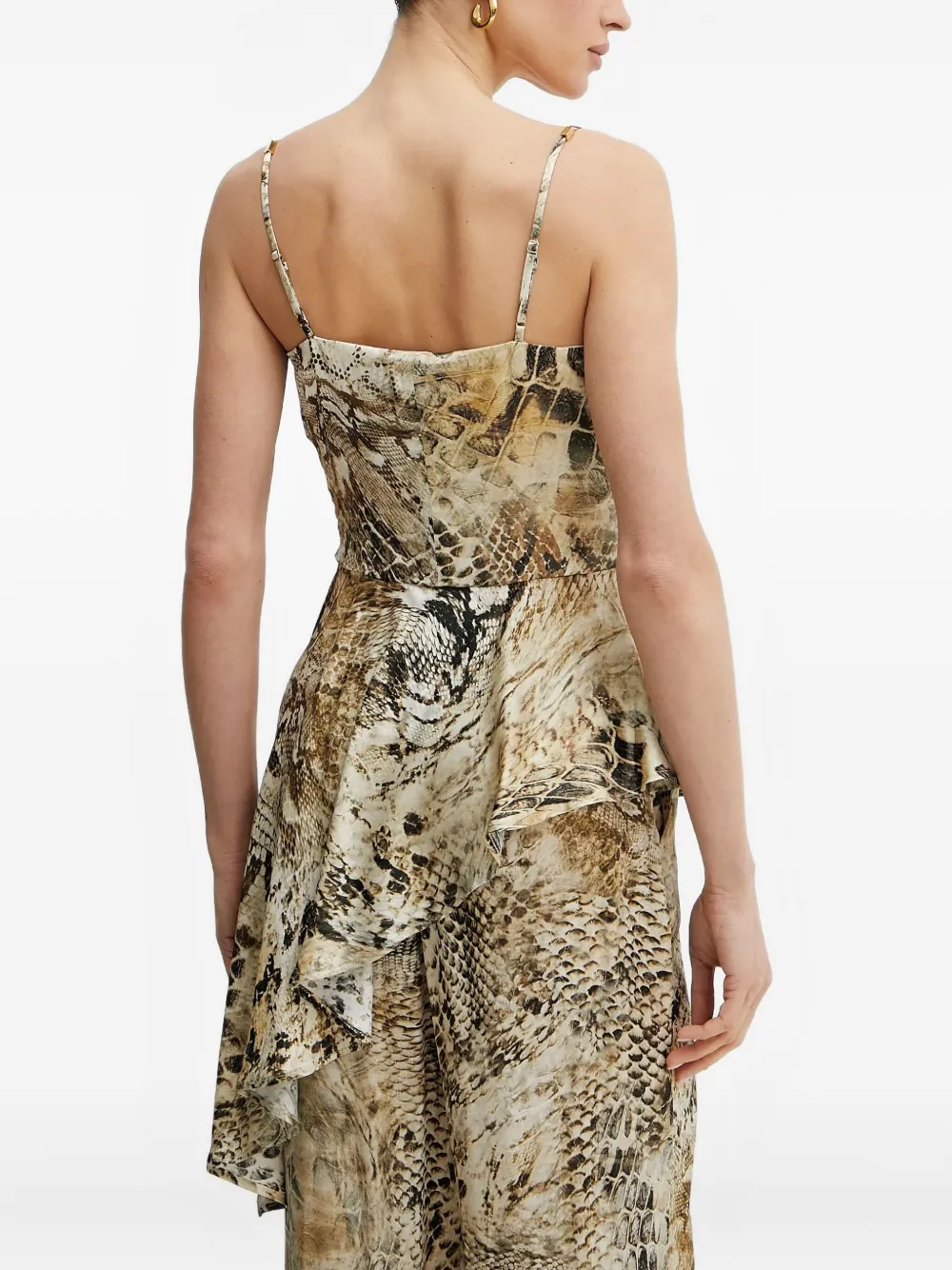 Marciano Giselle Draped Snake-print Top In Brown