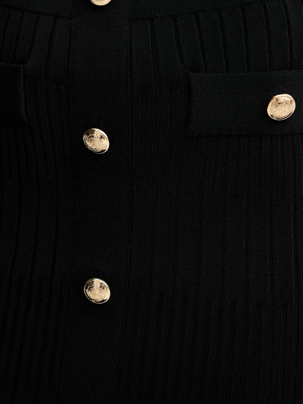 Marciano Button-detail Ribbed Mini Skirt In Black