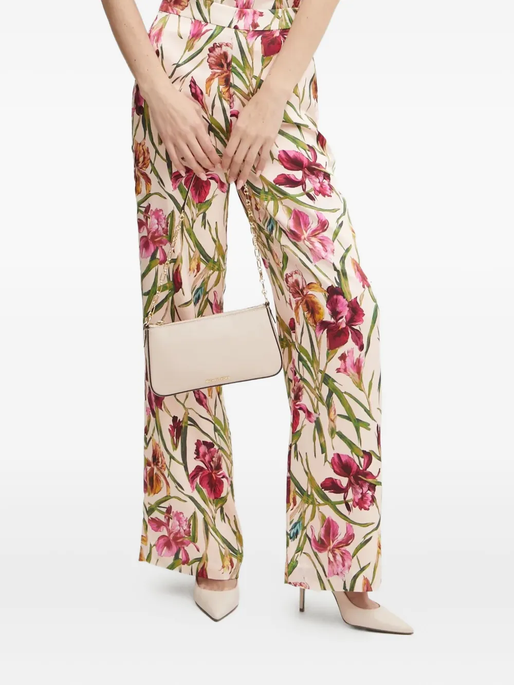 Guess Usa Floral-print Trousers In Neutral