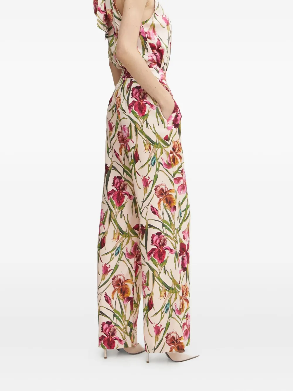 Guess Usa Floral-print Trousers In Neutral