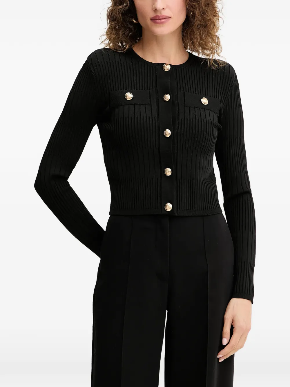 GUESS USA ribbed cropped cardigan - Black