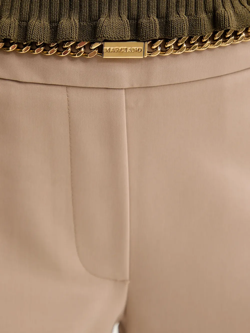 Guess Usa Chain-detail Trousers In Neutral