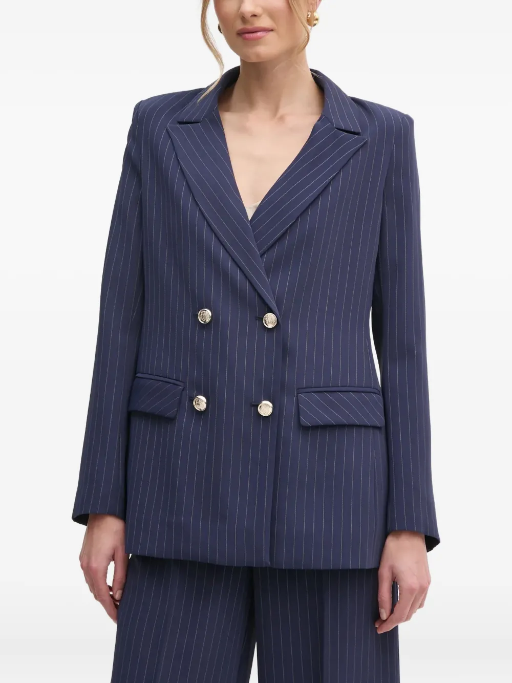 MARCIANO by GUESS blazer con rayas diplomáticas estampadas y doble botonadura | azul | Image 1