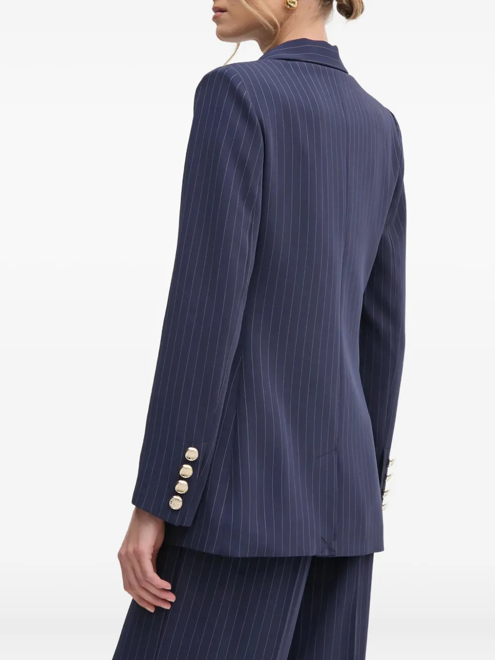 Marciano Pinstripe Double-breasted Blazer In Blue