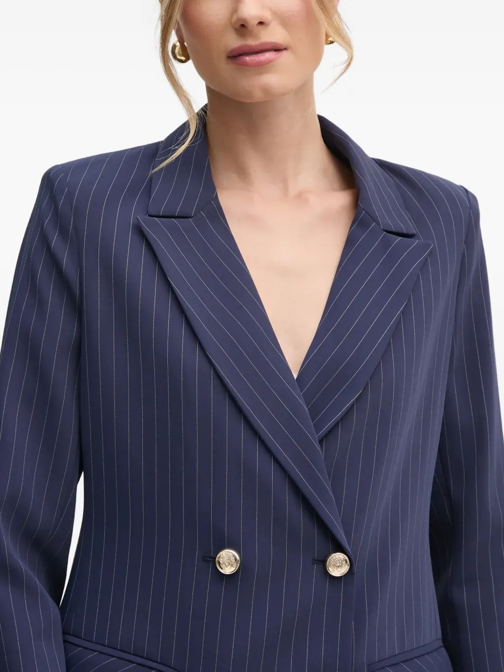 Marciano Pinstripe Double-breasted Blazer In Blue