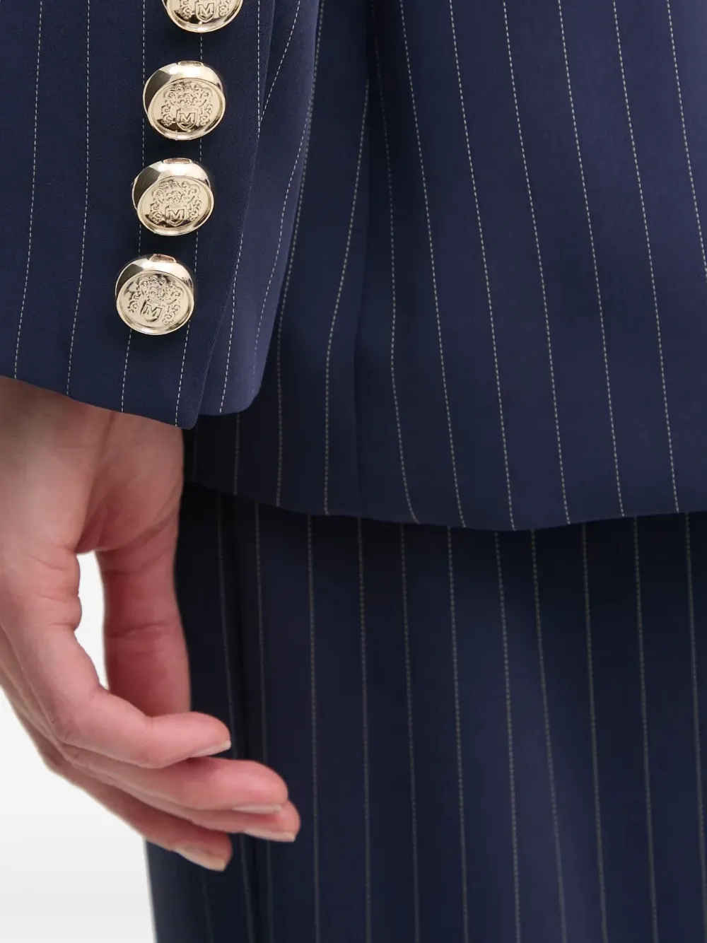 Marciano Pinstripe Double-breasted Blazer In Blue