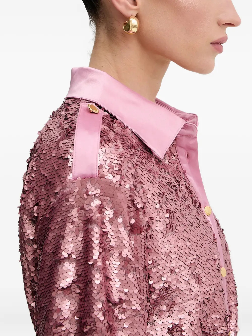 Marciano Kaia Sequinned Belted Shirt In Pink