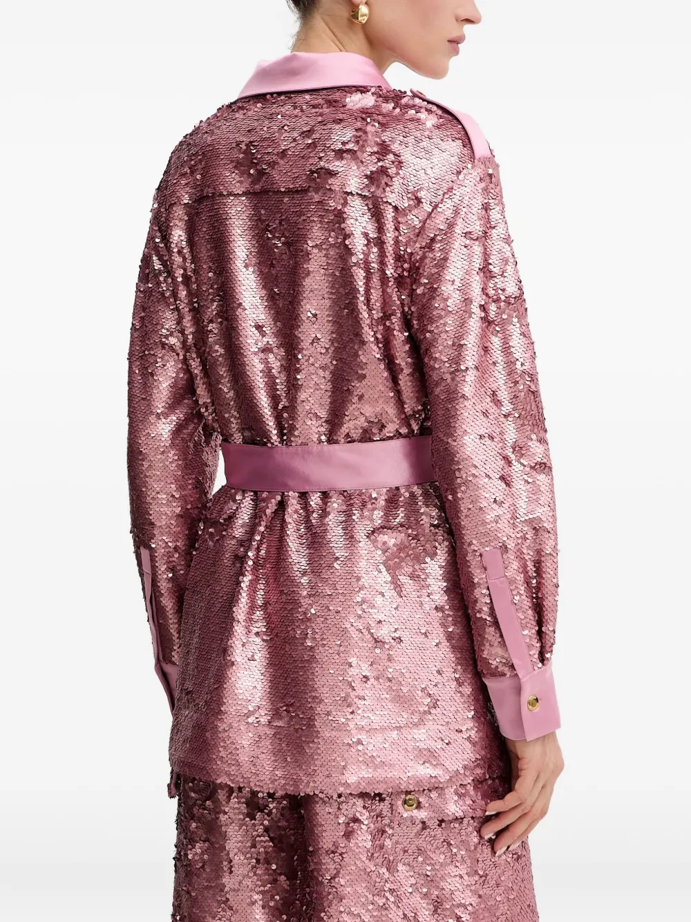 Marciano Kaia Sequinned Belted Shirt In Pink