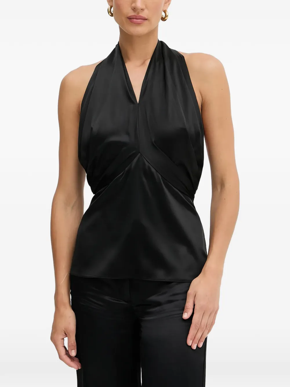 GUESS USA halterneck ruched-detail blouse | Black | Image 1