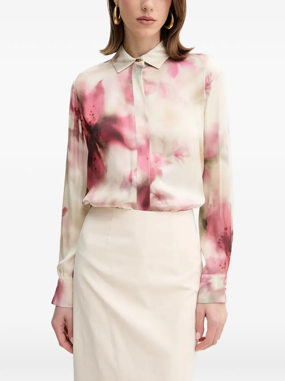 MARCIANO by GUESS floral-print button-down shirt | Neutrals | Image 1
