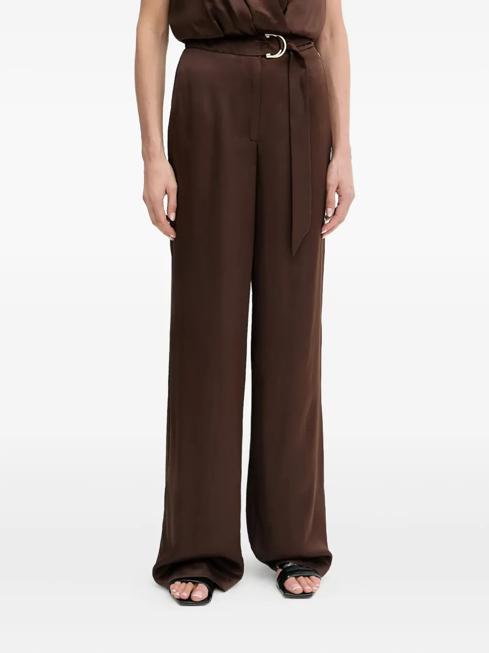 Marciano Iva Logo-plaque Trousers In Brown