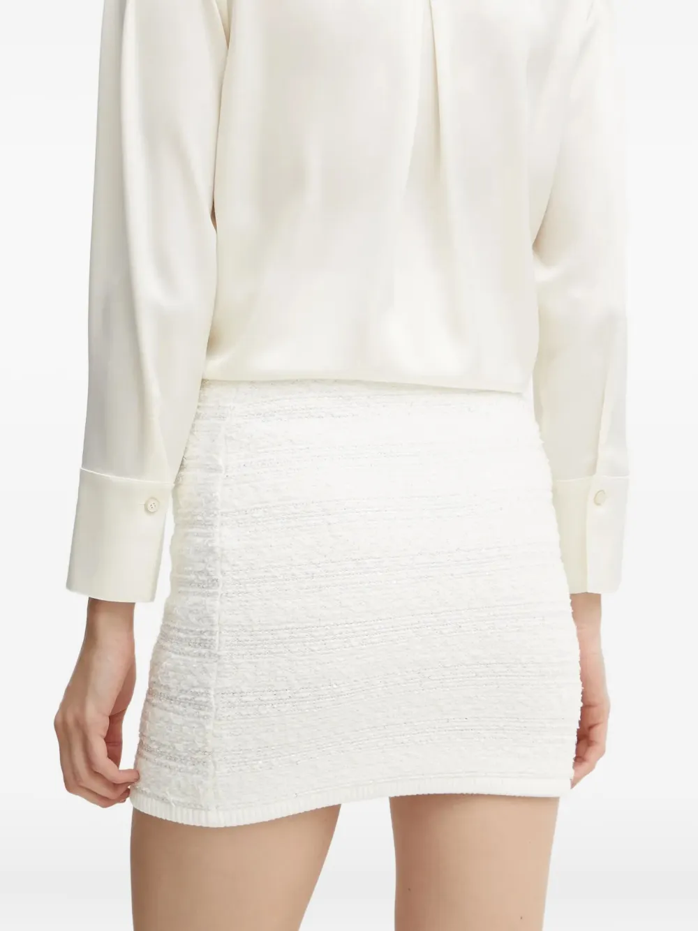 Guess Usa Button Tweed Mini Skirt In White