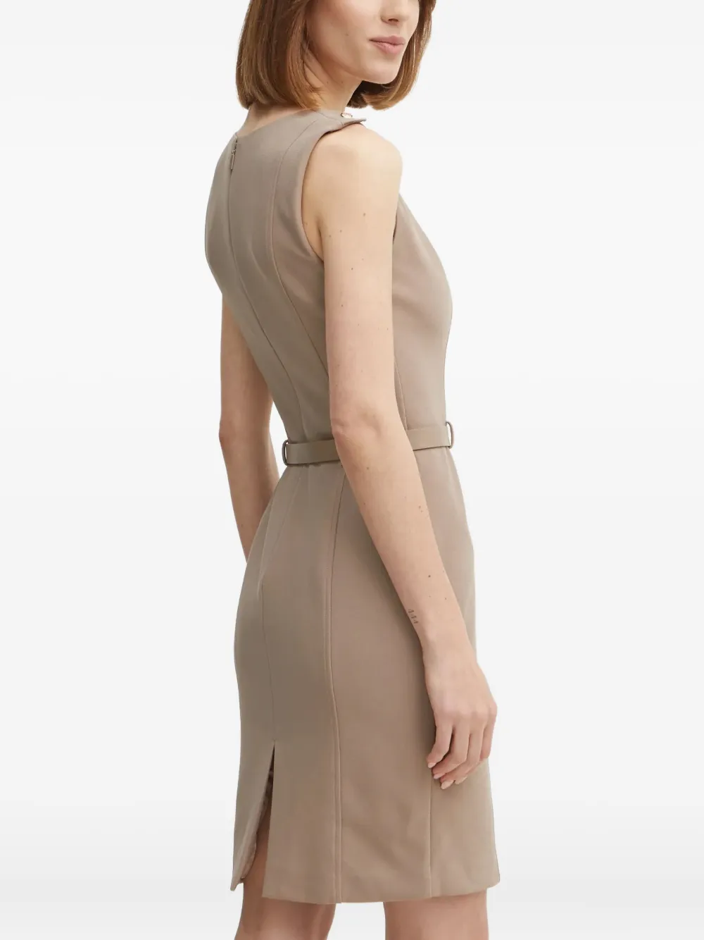 Guess Usa V-neck Belted Mini Dress In Neutral