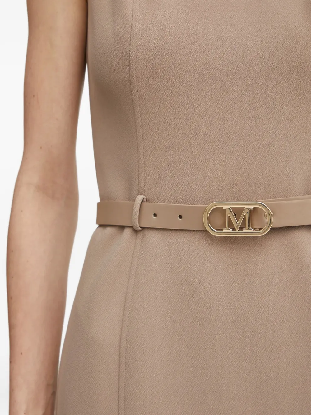 Guess Usa V-neck Belted Mini Dress In Neutral