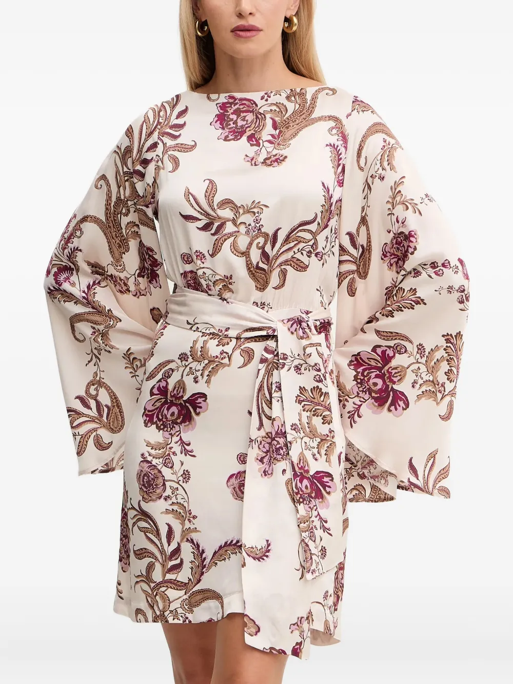 GUESS USA floral-print tie-fastening mini dress - ニュートラル GUESS USA floral-print tie-fastening mini dress - ニュートラル