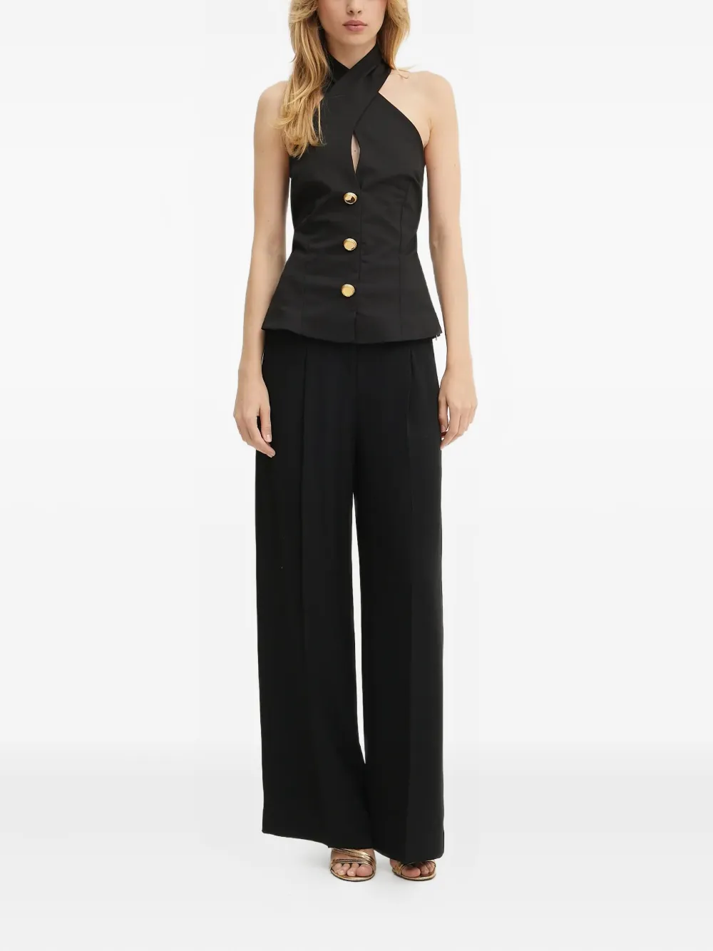 Guess Usa Nada Halterneck Top In Black