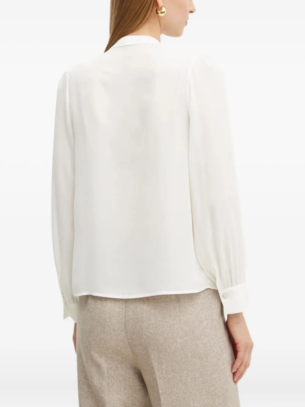 Guess Usa V-neck Long-sleeve Blouse In Neutral