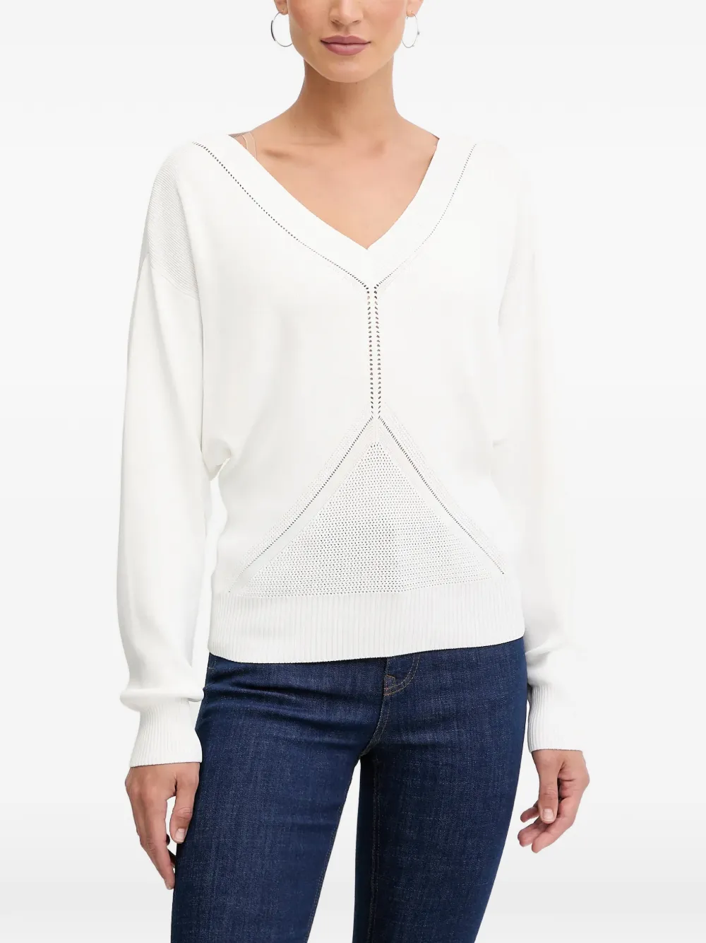 GUESS USA Maglione con scollo a V - Bianco