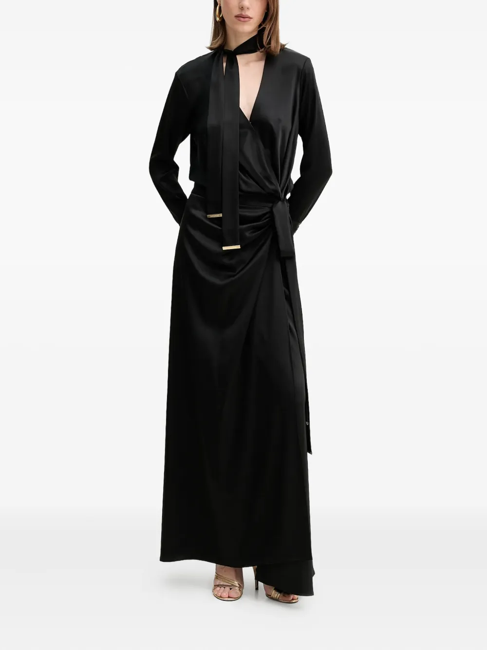 Marciano Linda tie-detail wrap maxi dress - Zwart