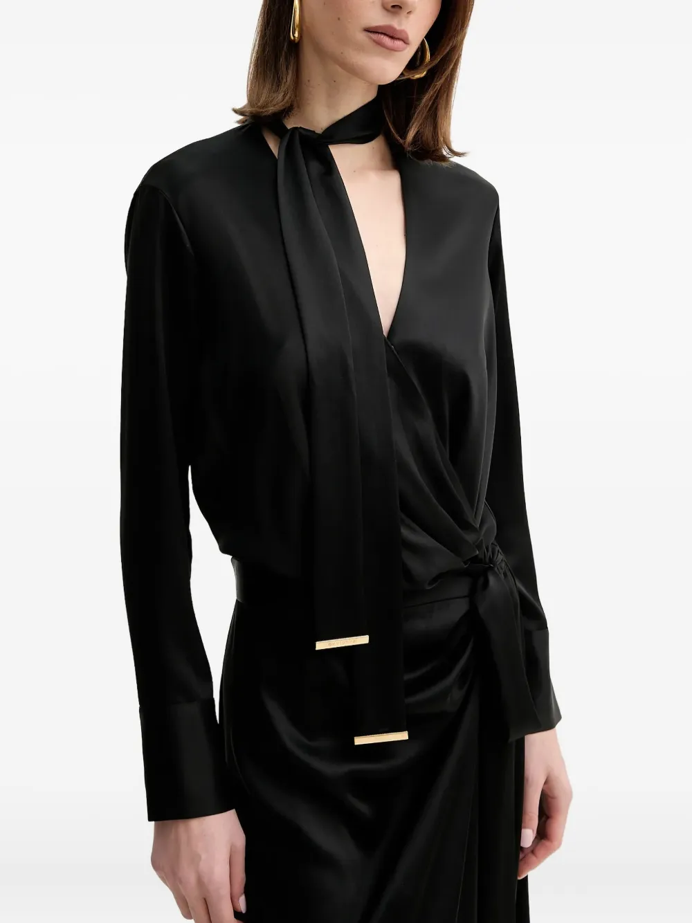 Marciano Linda Tie-detail Wrap Maxi Dress In Black