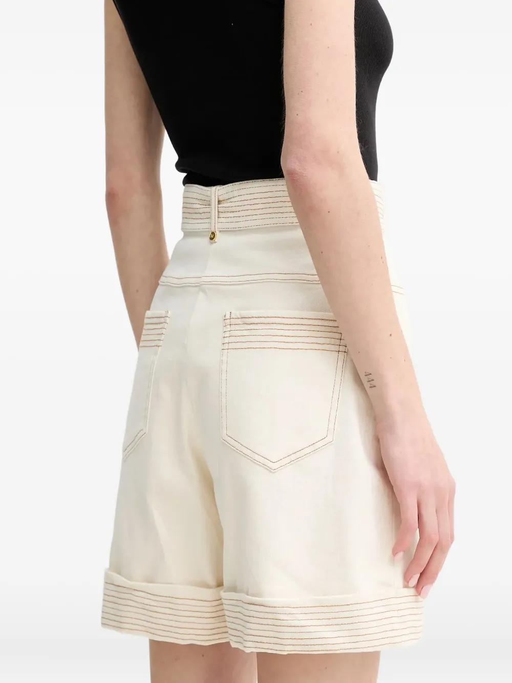 Guess Usa Belted Shorts In White