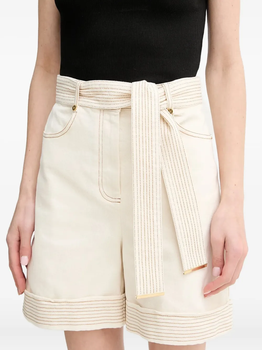 Guess Usa Belted Shorts In White
