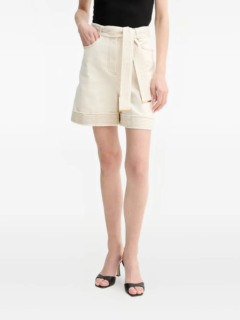 Guess Usa Belted Shorts In White