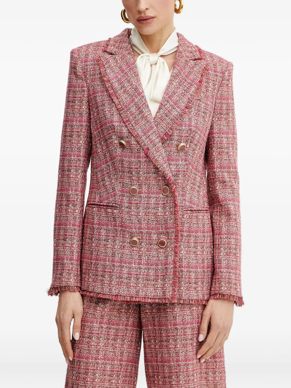 Marciano blazer con doble botonadura y flecos | rosado | Image 1