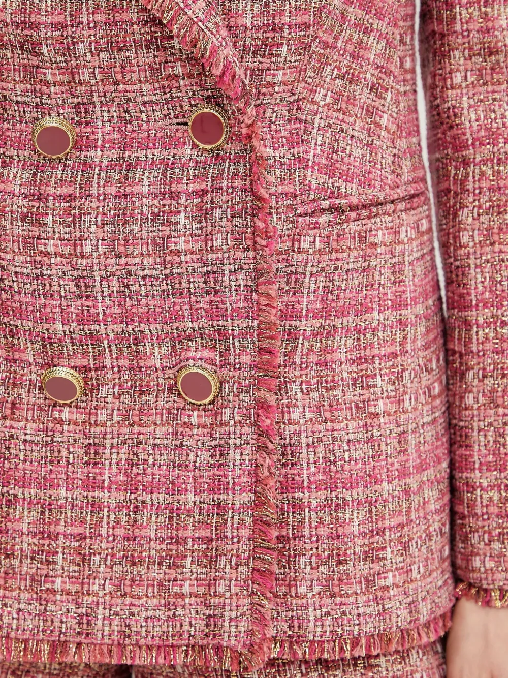 Marciano Double-breasted Fringed Blazer In Pink