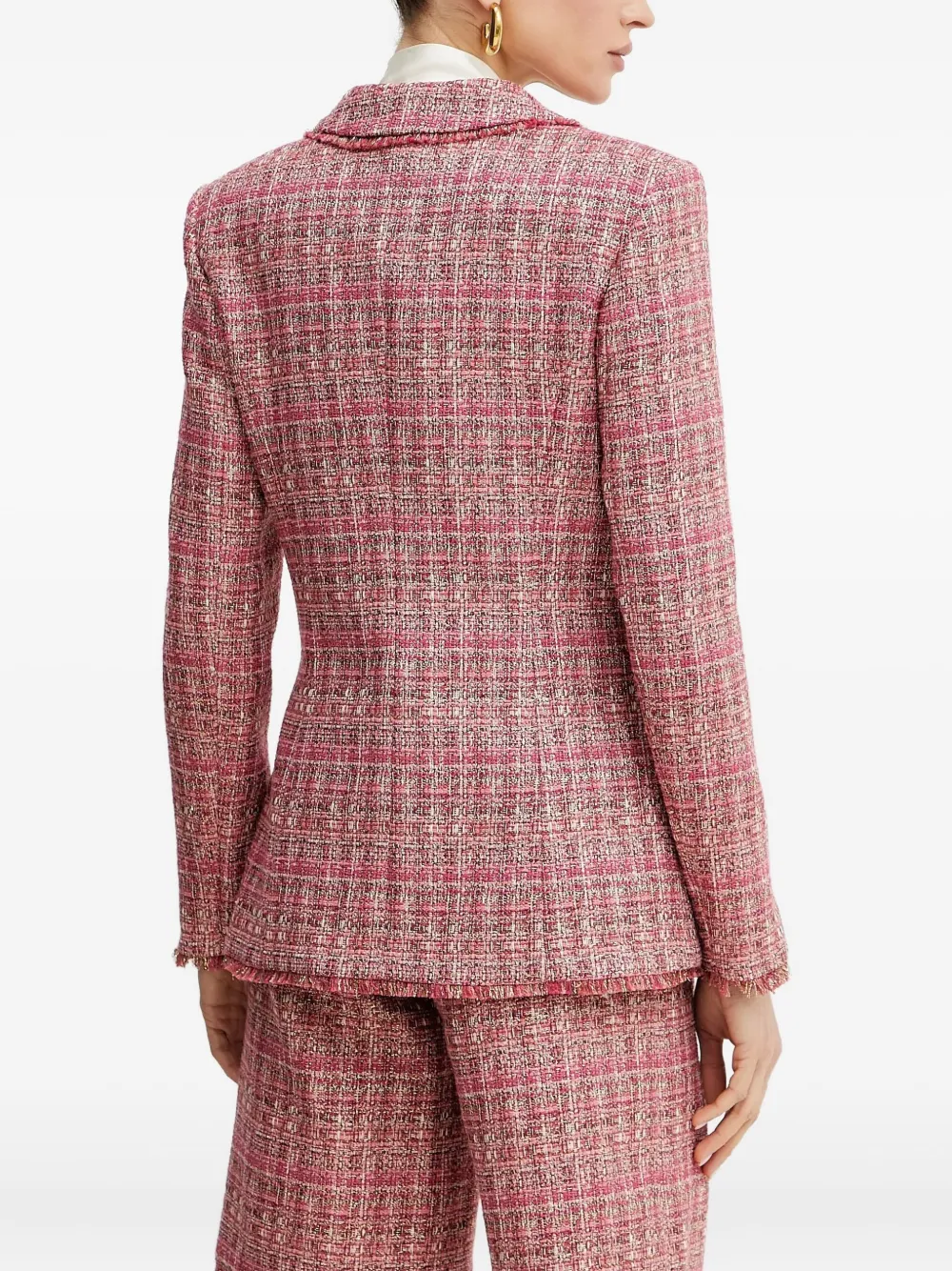 Marciano Double-breasted Fringed Blazer In Pink