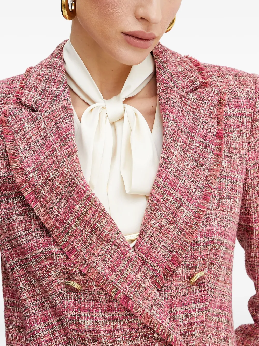 Marciano Double-breasted Fringed Blazer In Pink