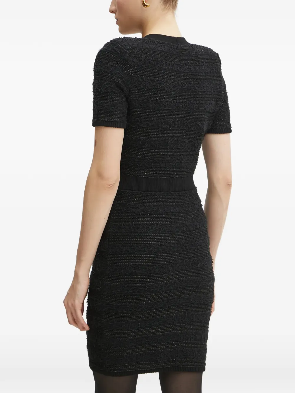 Marciano Button-detail Short-sleeve Mini Dress In Black