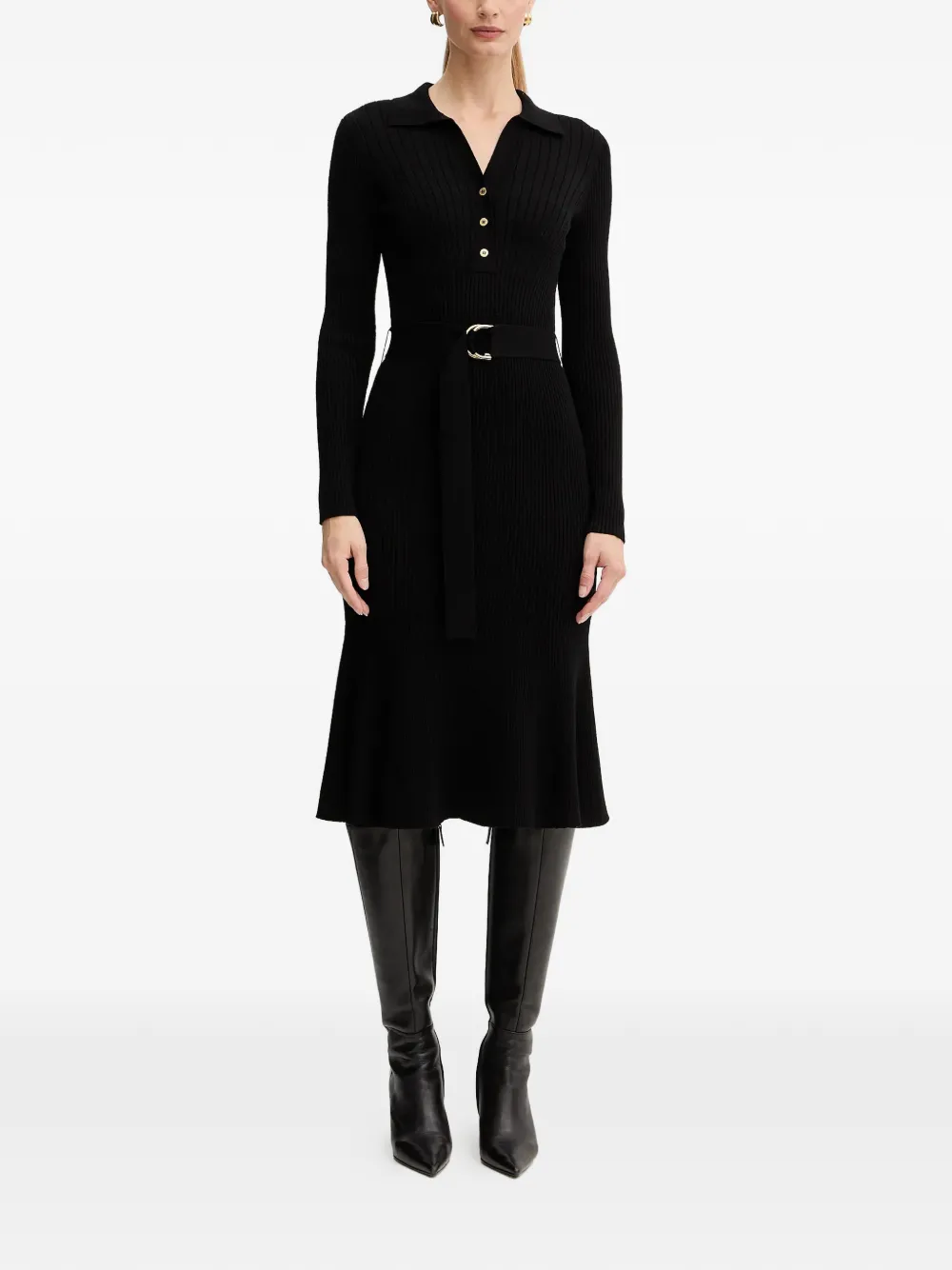 MARCIANO by GUESS long-sleeve belted midi dress | Black | Image 1
