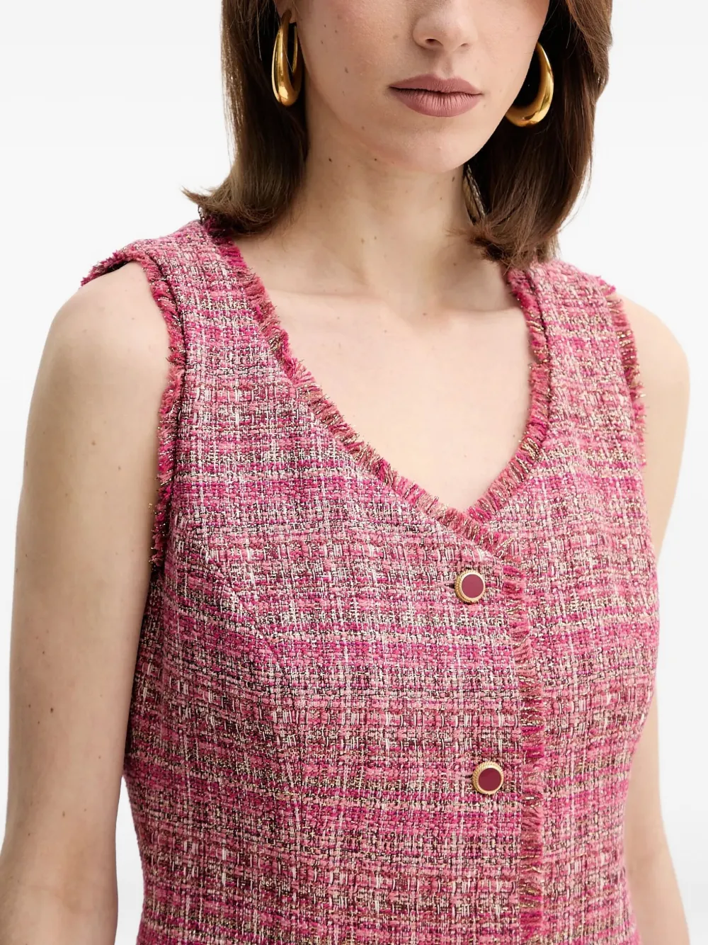 Marciano Claudia Tweed Buttoned Mini Dress In Multi